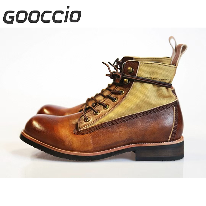 GZ181 Cowhide Retro Martin Boots For Men GOOCCIO   