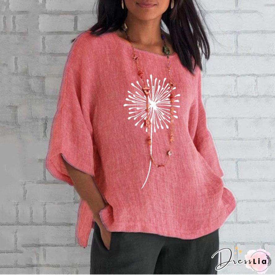 Plus size Vintage Daisy Printed Tops