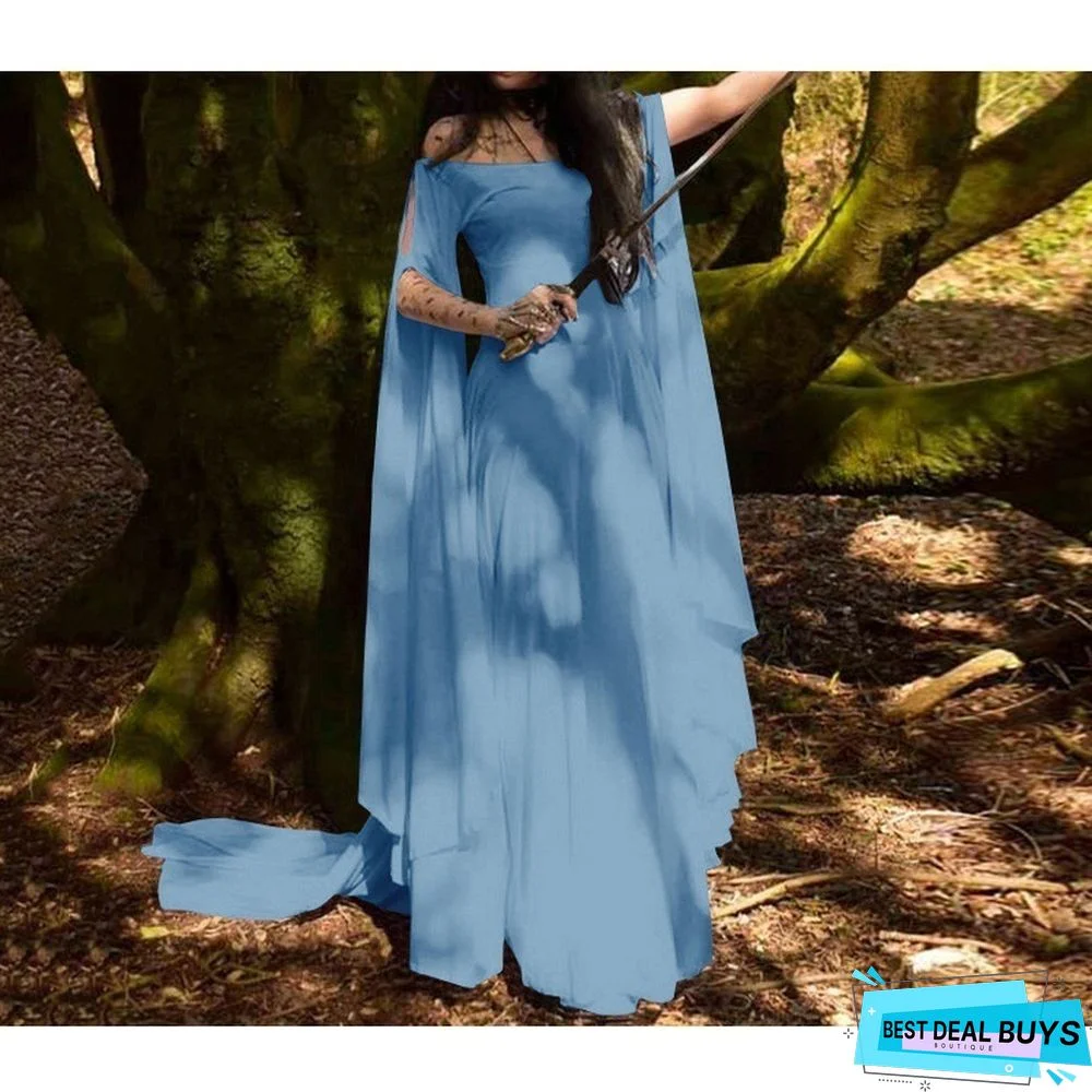 Party Long Sleeve Round Neck Belt Ladies Dress White Dresses