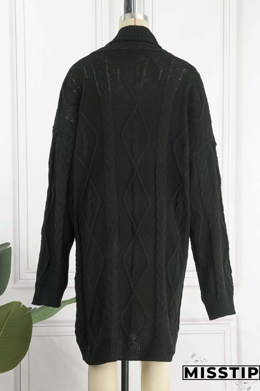 Black Casual Solid Patchwork Cardigan Collar Outerwear