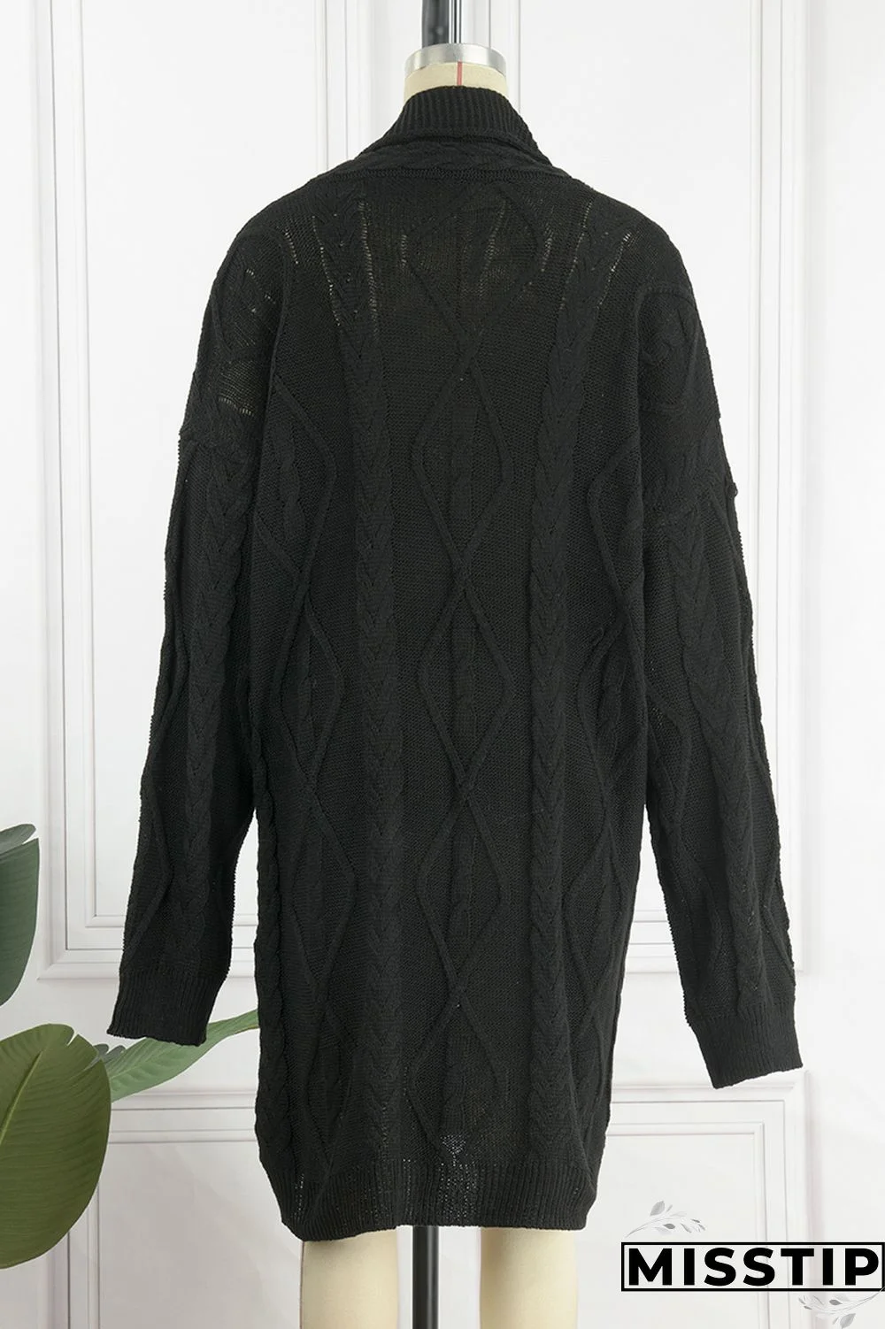 Black Casual Solid Patchwork Cardigan Collar Outerwear