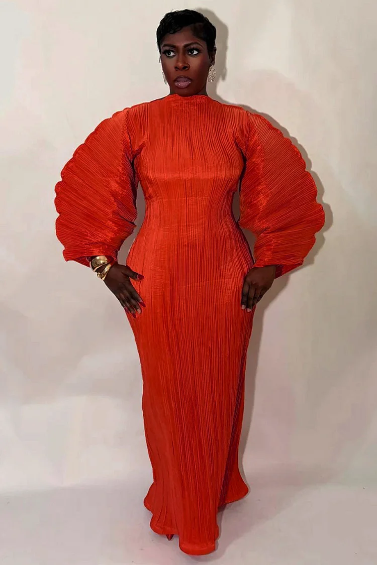 balloon sleeve ruched dress Loragal