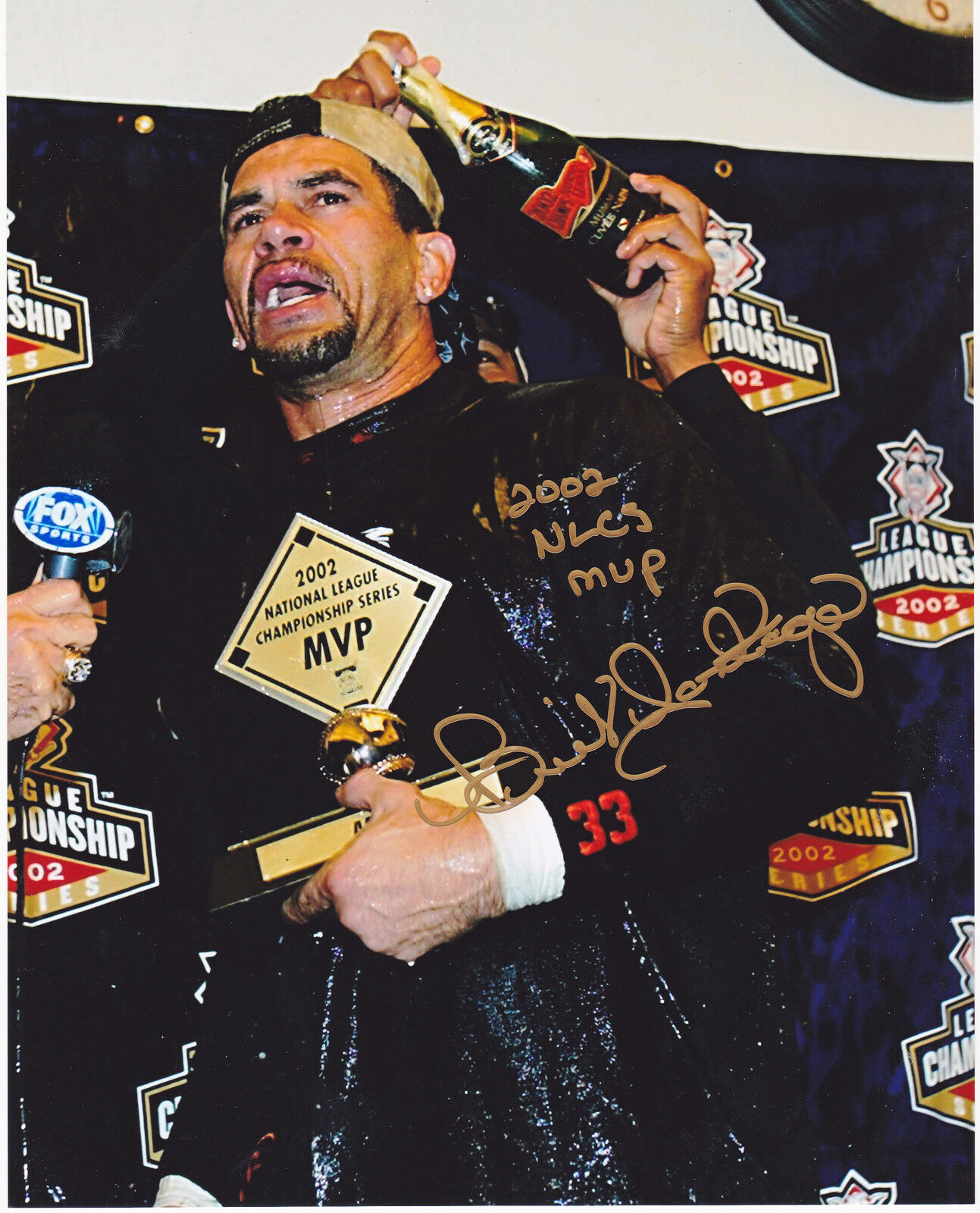 BENITO SANTIAGO SAN FRANCISCO GIANTS 2002 NLCS MVP ACTION SIGNED 8x10