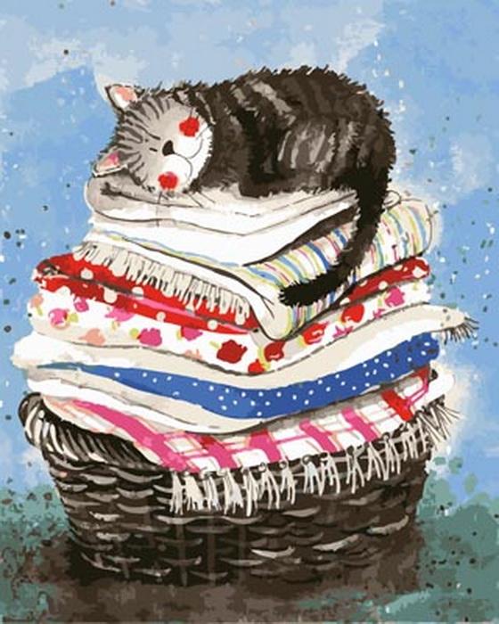 

Cat On Towels – Paint By Numbers - 40*50CM, 501 Original