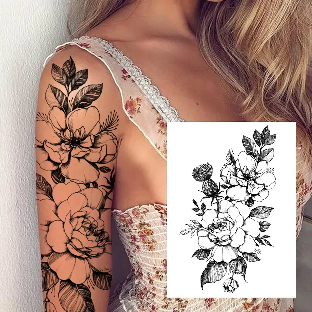 Sdrawing Butterfly Flower Temporary Tattoos For Women Girls Lace Feather Geometry Tattoo Sticker Fake Rose Sexy Tatoos Decor