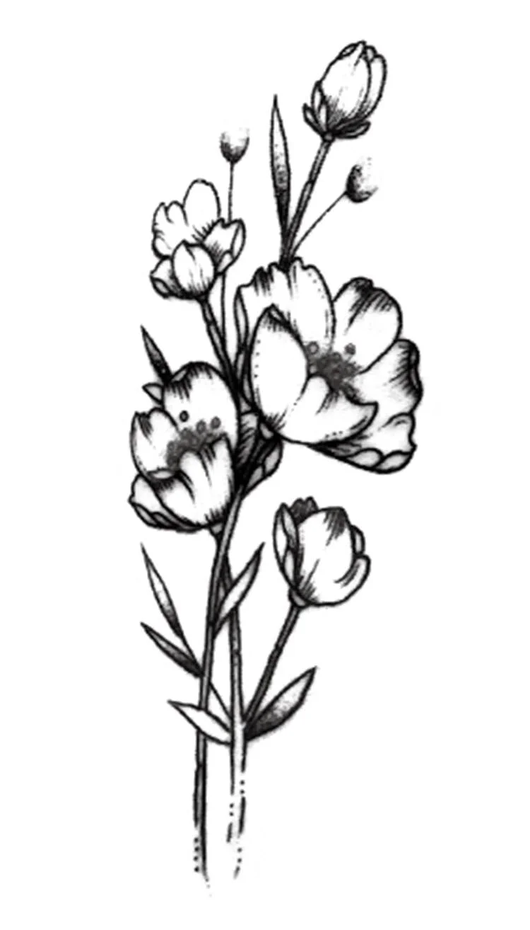 Tattoo Sticker Art Black White Drawing Little Element Small Triangle wave flower mountain Water Transfer Temporary Fake tatoo