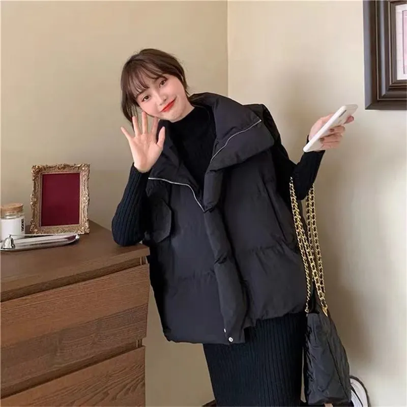 Uveng New Autumn Winter Down Women Short Vest Windbreaker Thick Warm Coat Gilets Sleeveless Jacket Weste