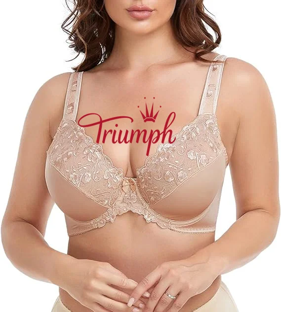 Triumph - 3 bucăți 🔥Sutien de dama cu dantela florala marime plus