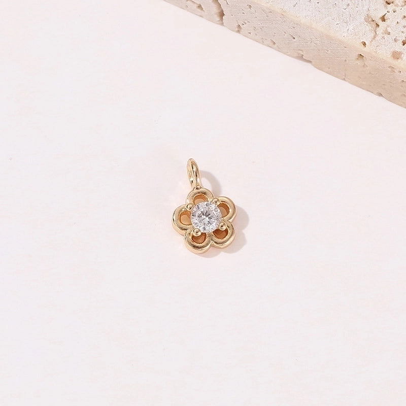 Minimalist Star Moon Heart Shape Copper Plating Inlay Zircon Charms
