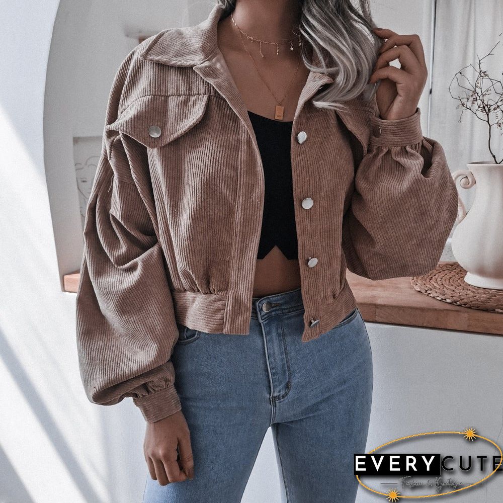 Lantern Long Sleeve Corduroy Casual Jacket Jacket Single-breasted Women's Jacket In Autumn and Winter