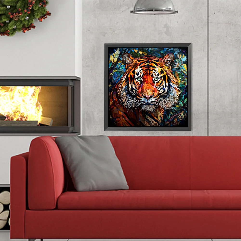 Diamond Painting - Full Round Drill - Stained Glass Tiger(Canvas|40*40cm)
