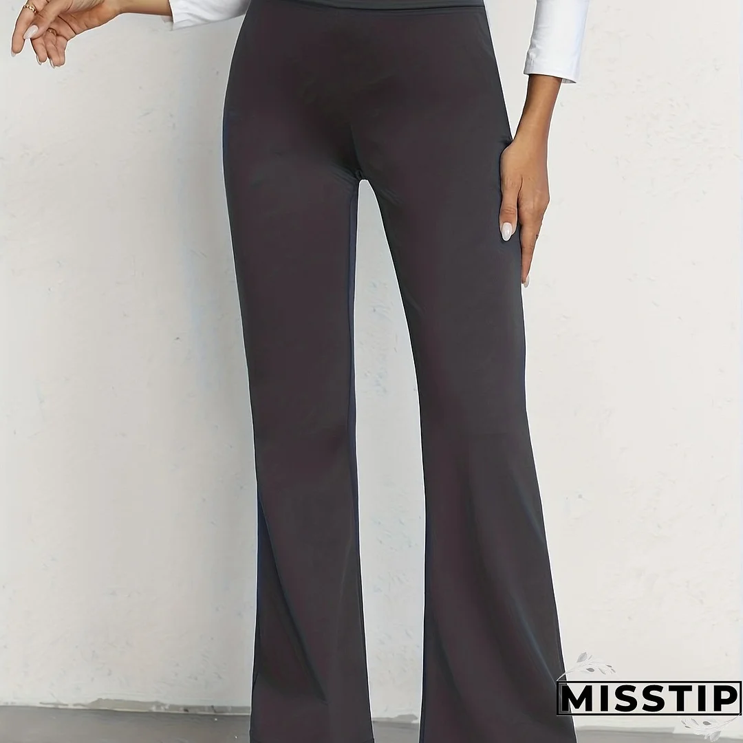 Women's Casual Pant High Waisted Flare Pant Workout Solid Pant