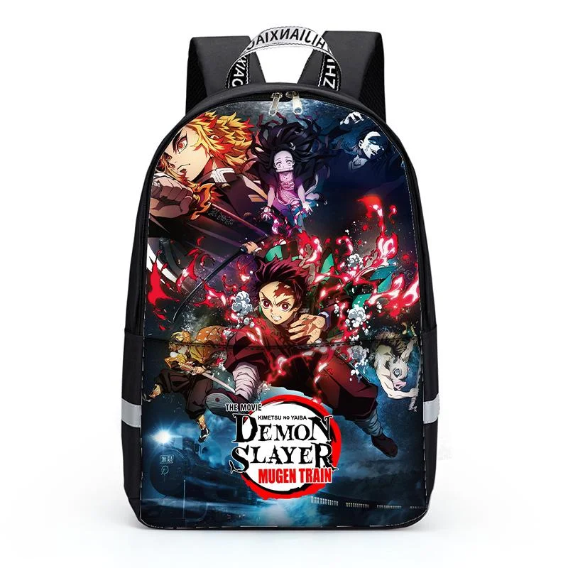 Buzzdaisy Teen Boys Girls Backpack School Bookbag with Lunch Bag Pencil Case Demon Slayer School Backpacks