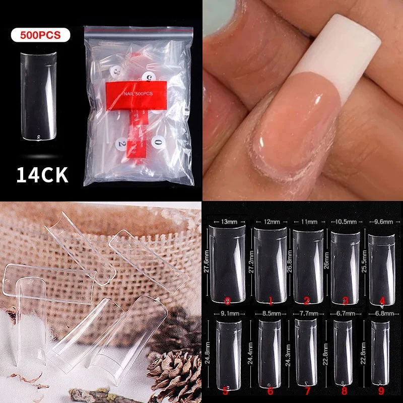 500Pcs False Nail Extension French Natural Transparent Stiletto Coffin False Nails Tips Long Acrylic UV Gel Nail Polish Manicure-Nail Inspo