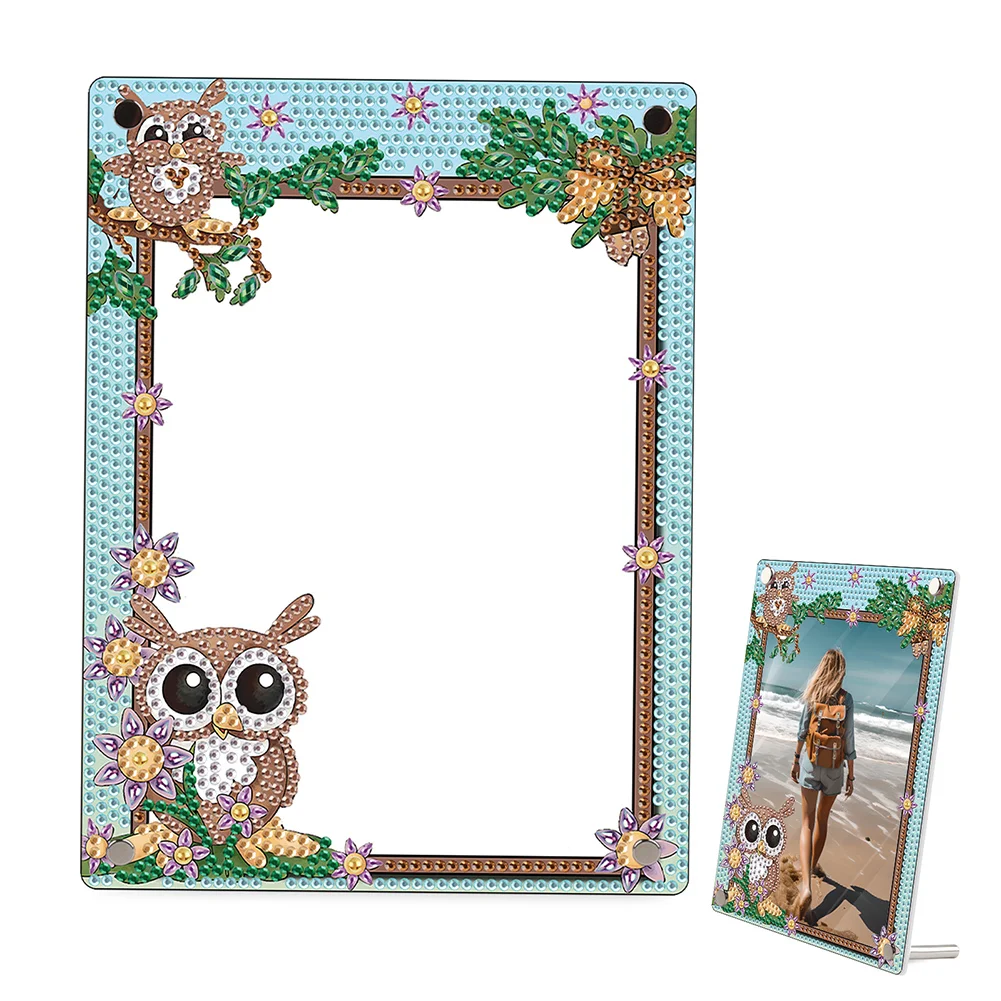 DIY Floral Owl Special Shape Diamond Painting Photo Frame Home Decor Gift 