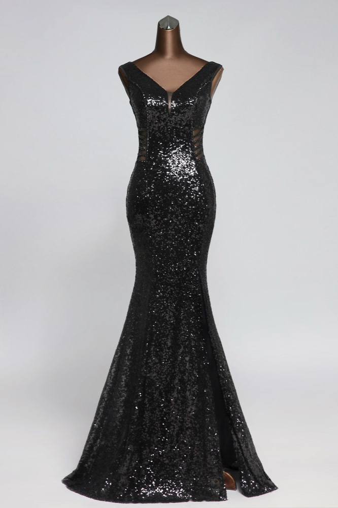 Gorgeous Sequins V-Neck Long Prom Dress Mermaid Evening Party Gowns ...