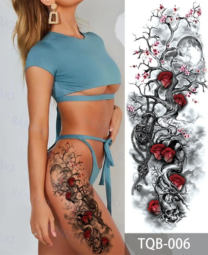 Waterproof Temporary Tattoo Stickers Skeleton Skull Tatoo Temporary Tattoos Men Fake Tattoo Woman Art Waterproof Tattoo Stickers