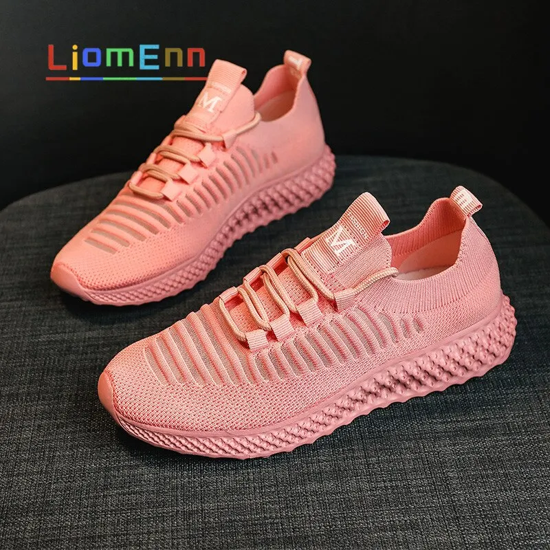 Summer Women's Sneakers 2021 Women Running Sport Shoes Woman White Pink Yellow Sneakers Tennis Light Mesh Vulcanize basket femme