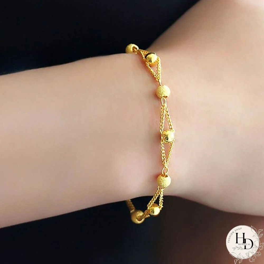 24K gold Fashion Bead Bracelet for Women gold color Friendship Bracelets Fine Jewelry