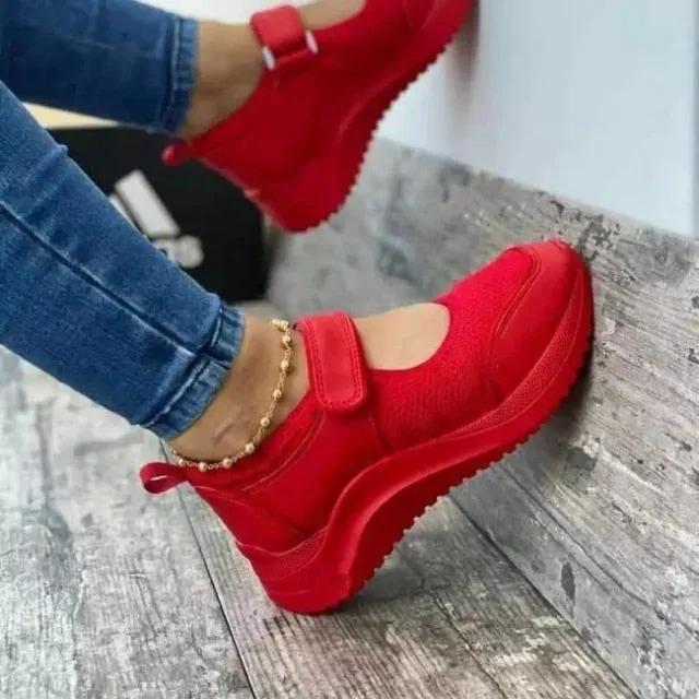 Women Solid Mesh Cut Out Platform Sneaker Shoes