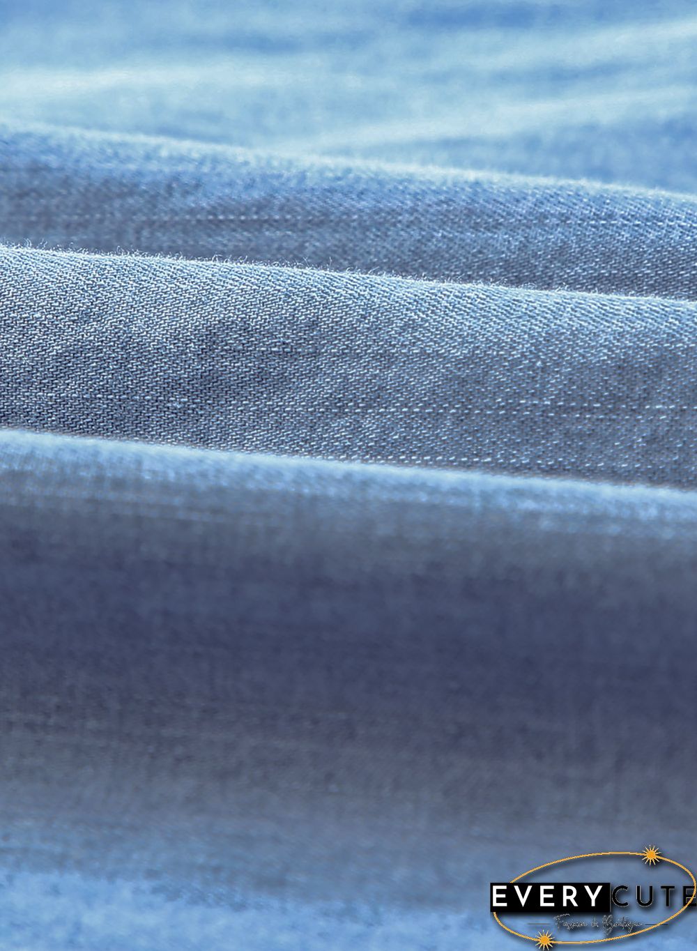 Light Blue Turn-down Collar Short Sleeve Denim Shirt