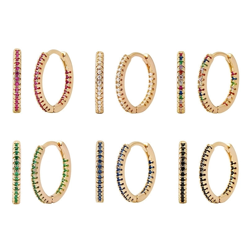 1 Pair IG Style Minimalist Geometric Inlay Copper Zircon Gold Plated Earrings