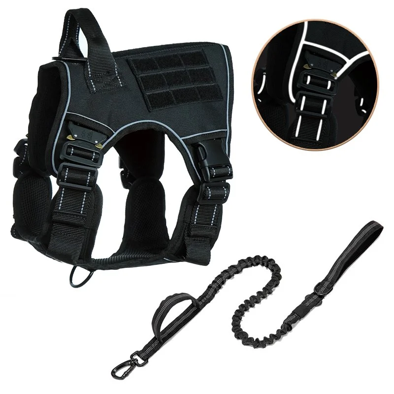 Reflective K9 Tactical Dog Harness and Leash Set