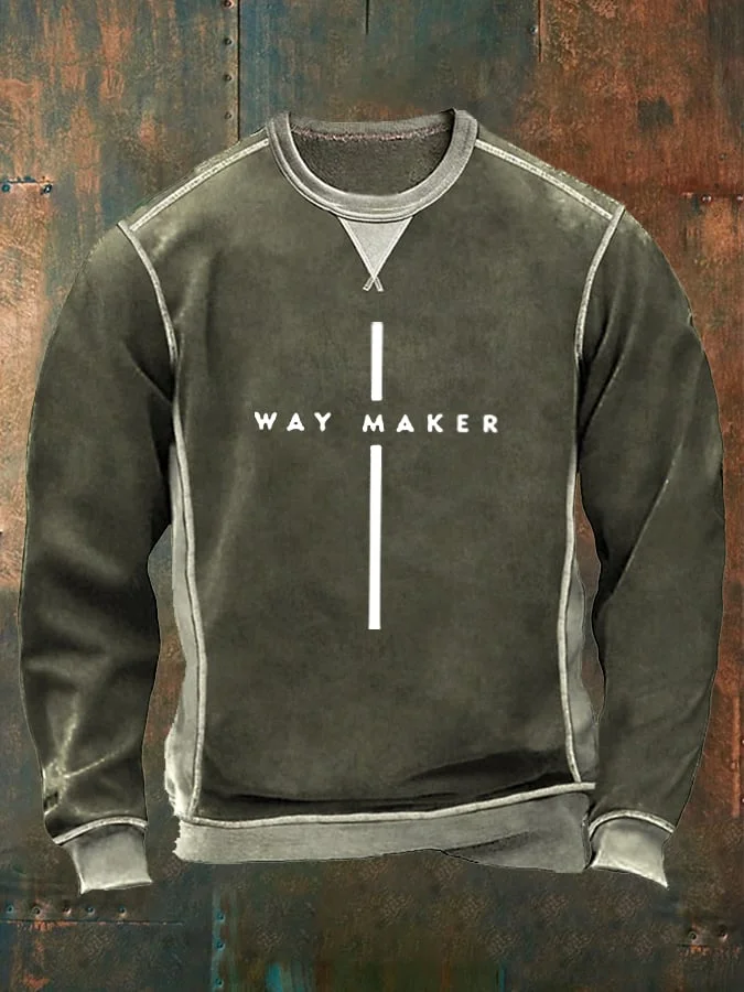 Men's Way Maker Christian Cross Colorblock Sweatshirt
