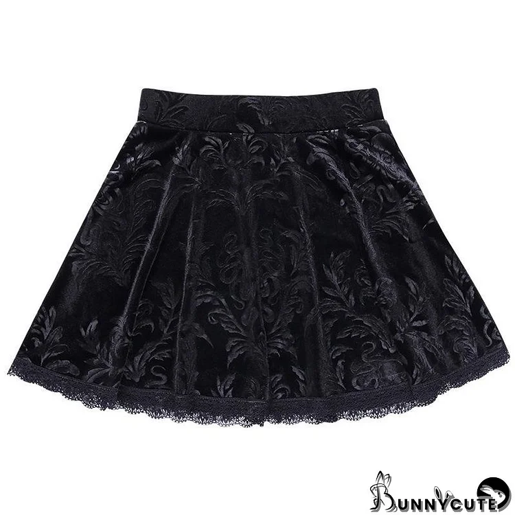 Velvet Plain A-line Mini Slim Skirt