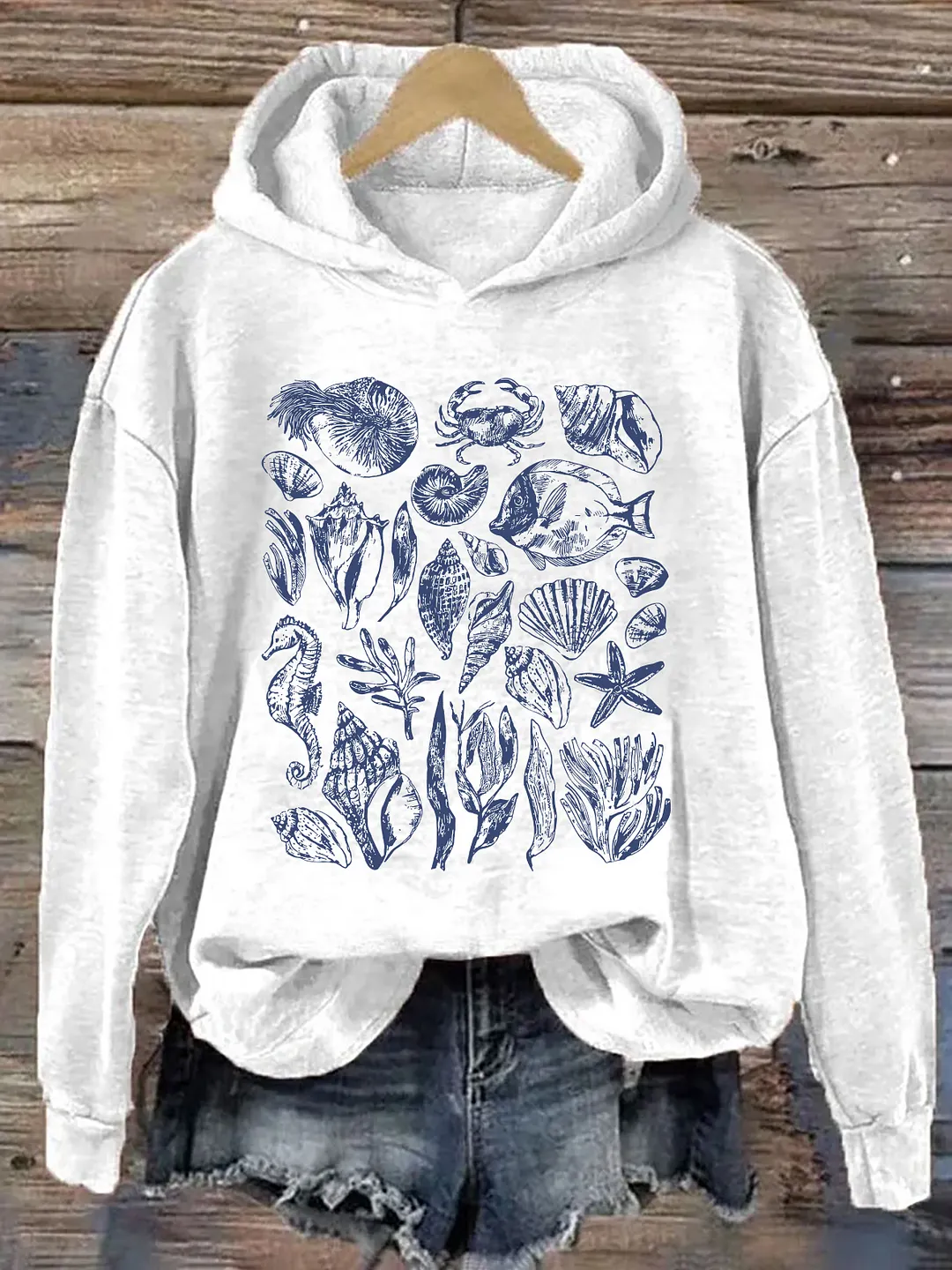 Vintage 90s Tattoo Sea Animal Hoodie