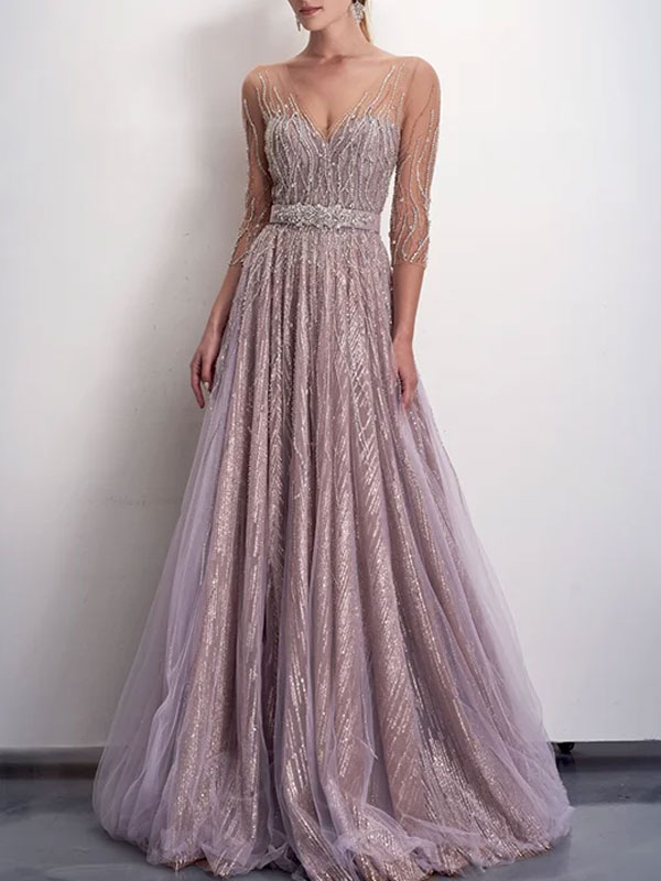 Elegant Mesh Holiday Party Ladies Dress