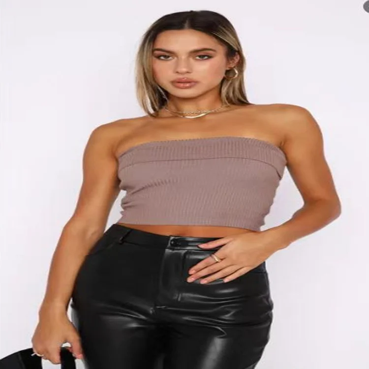 Woherb Woherb New Strapless Three-Color Texture Sense Slim Sexy Thin Pit Strip With A Strapless Jacket Female-Outfit Ideas