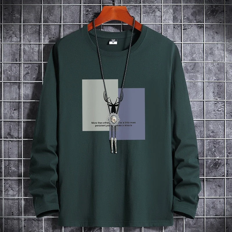 Long sleeve t-shirt men's Pure Cotton autumn and winter new fashion brand T-shirt bottom Shirt Large Men's T-shirt autumn top