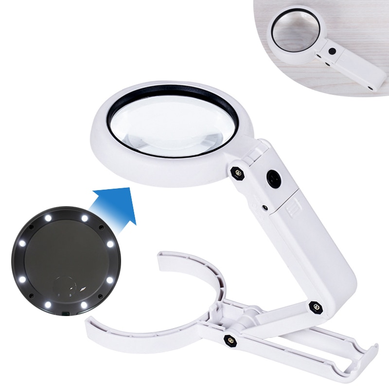 Desk Illuminated Magnifier for Needlework with Folding Loupe and Light
