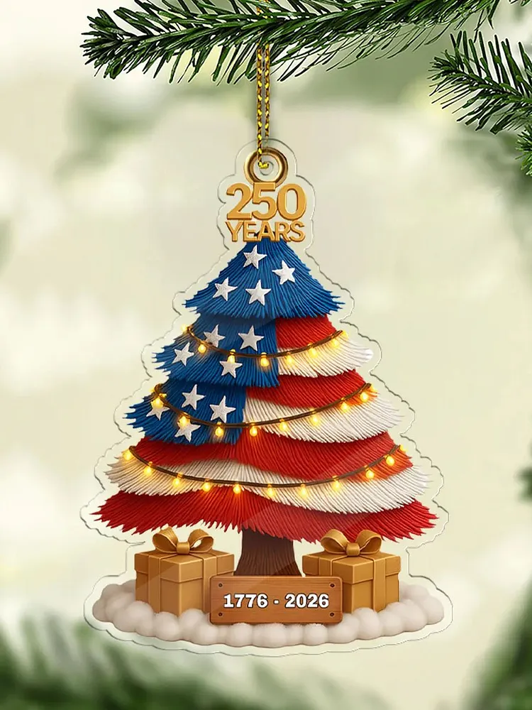 37Necklaces Retro Patriotic Christmas 1776&ndash;2026 250th Anniversary Christmas Tree Ornament
