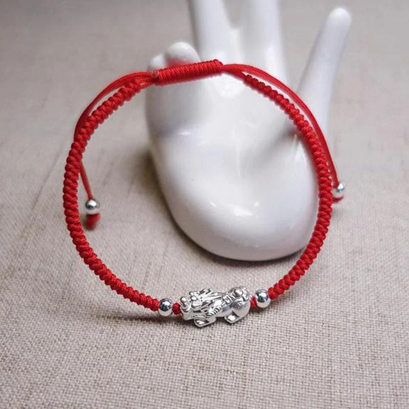 Red String Silver Pixiu Luck Bracelet