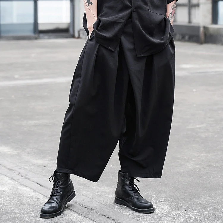 Dawfashion Techwear Streetwear-Darkwear Japanese Comfortable Fashion Pleated Straight Casual Pants-Streetfashion-Darkwear-Techwear