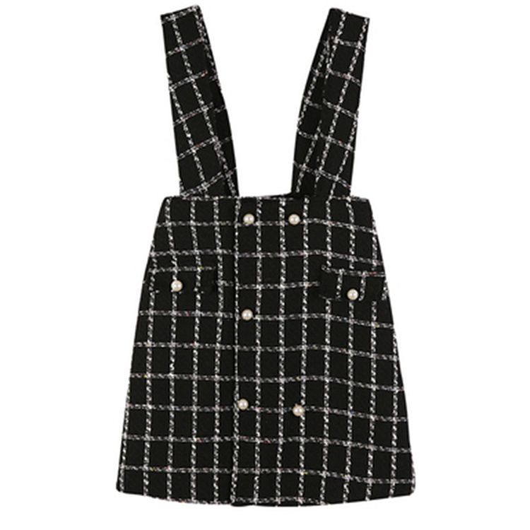 Elegant Grid Suspender Skirt/Tulle Dress SP13403