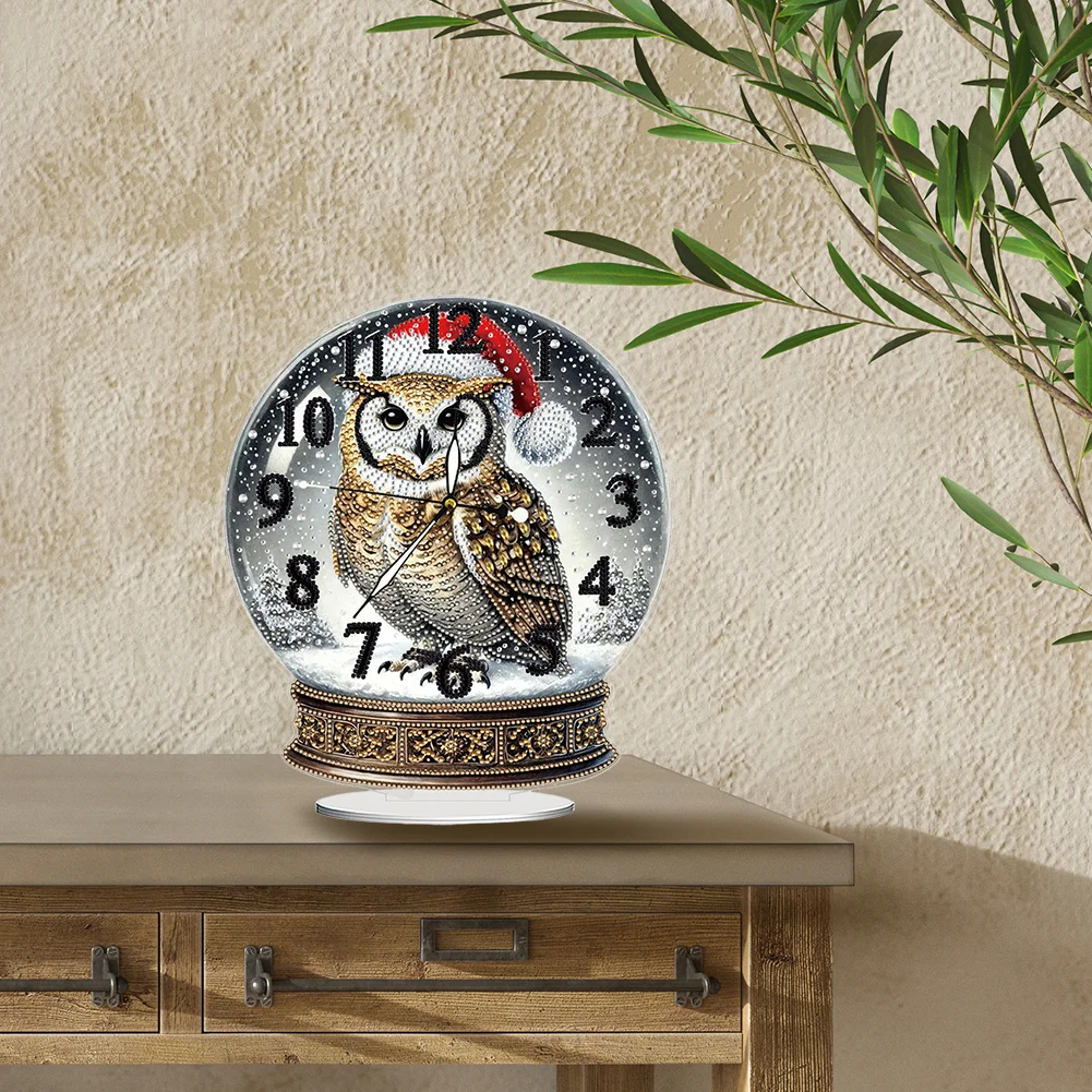 Christmas Crystal Ball Design 2D Flat Acrylic DIY Diamond Painting Clock Kit