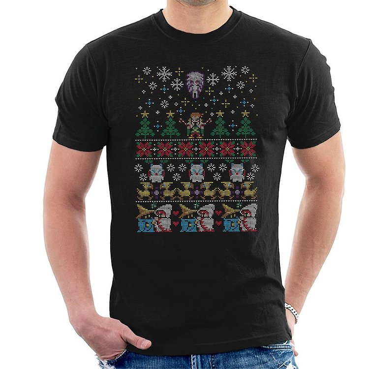 Final Fantasy Winter Mage Christmas Knit Pattern Men's T-Shirt
