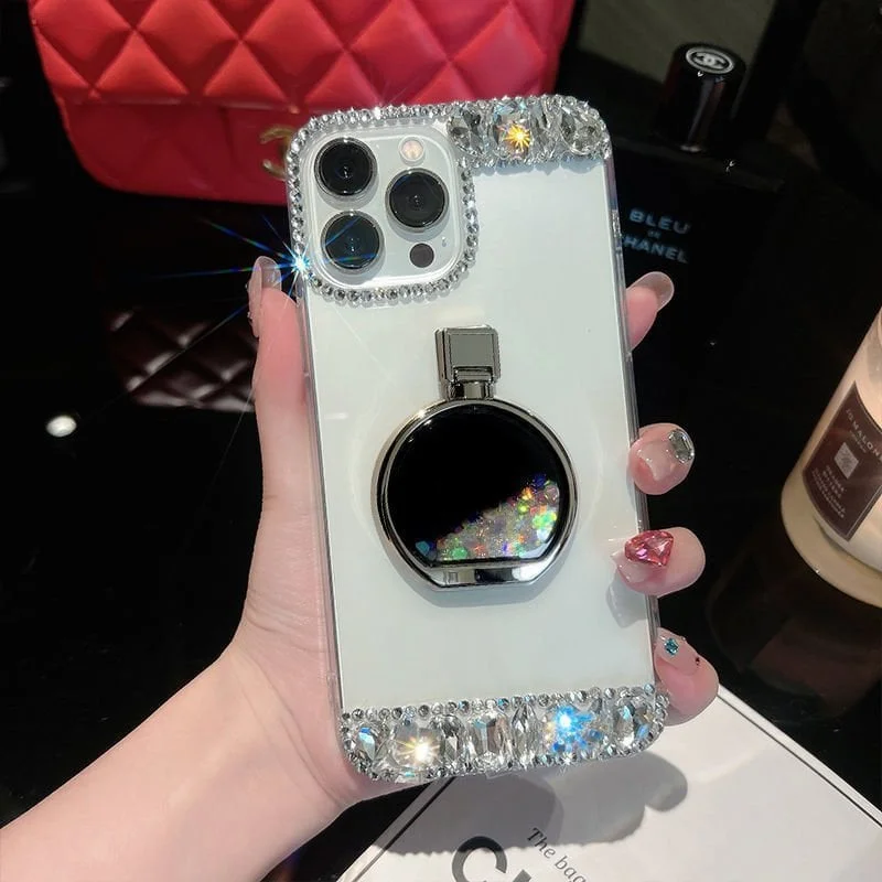 Diamond Perfume Stand Case Cover For iPhone