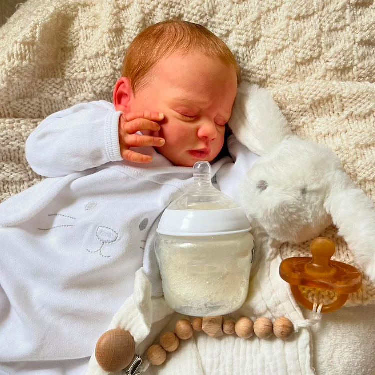 [Heartbeat & Sound] 17'' Lifelik Realistic Handmade Newborn Baby Sleeping Reborn Baby Doll Girl Named Yanner