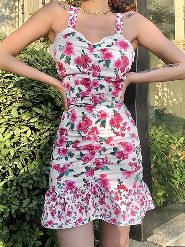 Wide straps floral dress