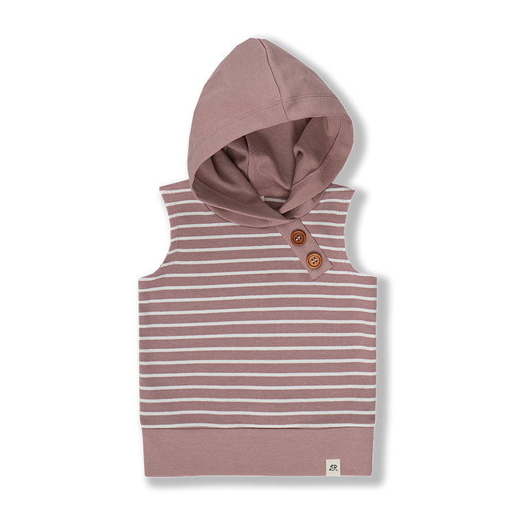 Dusk Stripe Sleeveless Button Hoodie