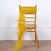 1 Set Mustard Yellow Chiffon Hoods With Ruffles Willow Chair Sashes