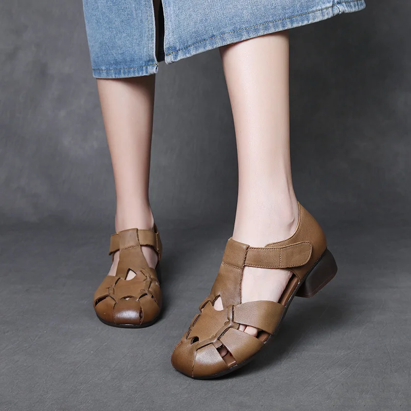 Yyvonne Kraft Retro Hollow Sandals Women 2025 Summer New Casual Breathable Comfortable Roman Sandals