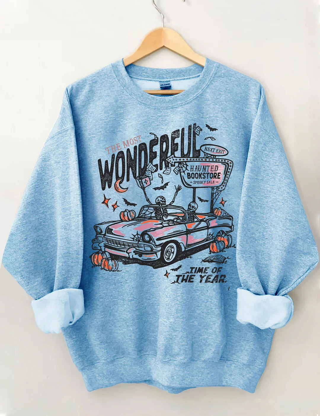 Skeletons In A Convertible For Retro Halloween Sweatshirt