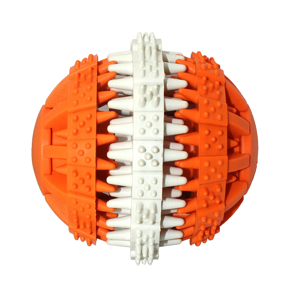 

Dog Chew Bite Toy Molar Toothbrush Teeth Cleaning Food Leak Ball (Orange S), 501 Original