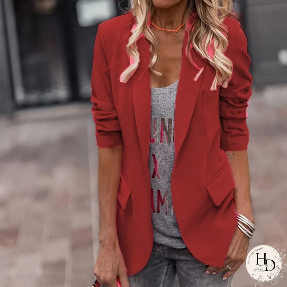 Autumn Spring Lapel Single Button High Street Tops Fashion Casual Long Sleeve OfficeSuit