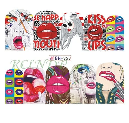 Water sticker for nail art decoration slider skull witch with rose flower watercolor ink design decal lacquer accessoires